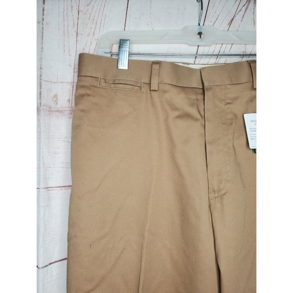 L.L. Bean WF Dress Chino Plain Front Classic Fit Men Dark Khaki Size 35 Pants - Picture 6 of 12